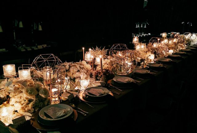 bizu catering studio wedding setup in the dark bizu catering studio wedding setup in the dark